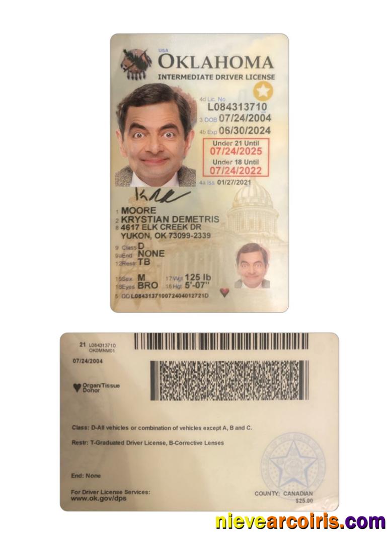 USA Oklahoma driving license